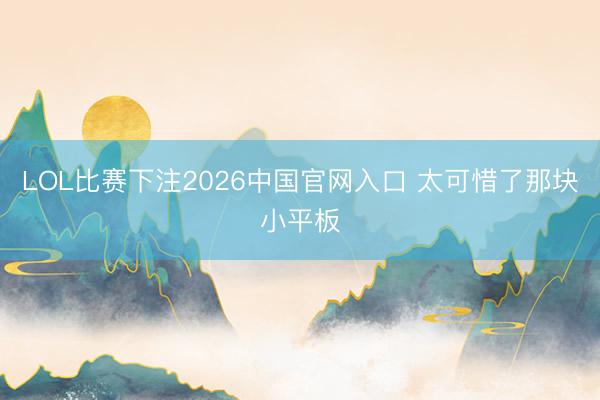LOL比赛下注2026中国官网入口 太可惜了那块小平板
