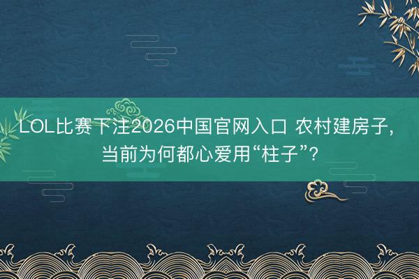 LOL比赛下注2026中国官网入口 农村建房子， 当前为何都心爱用“柱子”?