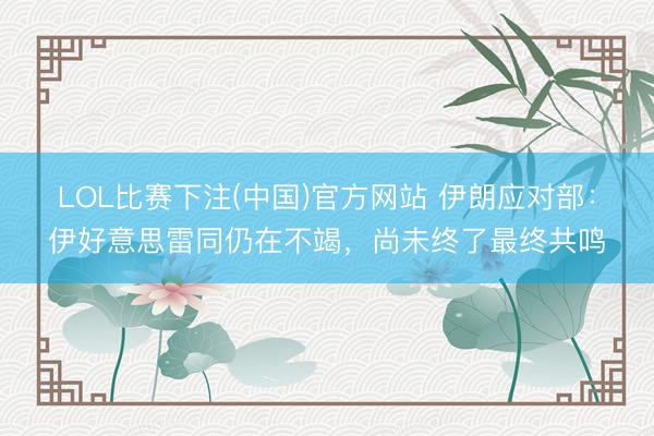 LOL比赛下注(中国)官方网站 伊朗应对部：伊好意思雷同仍在不竭，尚未终了最终共鸣