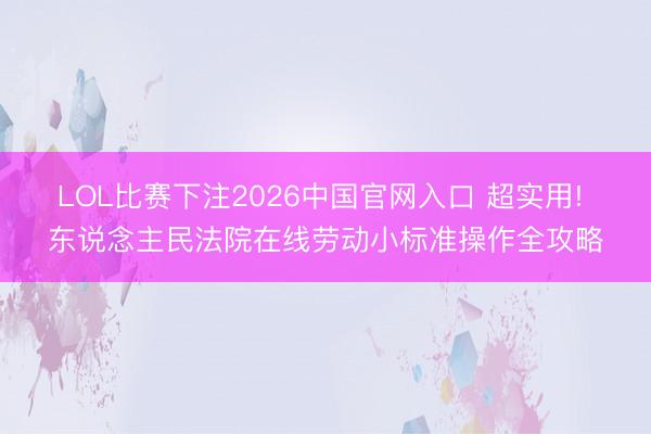 LOL比赛下注2026中国官网入口 超实用! 东说念主民法院在线劳动小标准操作全攻略